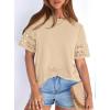 imagePRETTYGARDEN Summer Tops for Women 2026 Lace Short Sleeve TShirts Casual Blouses Spring Fashion Clothes Vacation OutfitsBeige