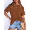 imagePRETTYGARDEN Summer Tops for Women 2026 Lace Short Sleeve TShirts Casual Blouses Spring Fashion Clothes Vacation OutfitsCaramel