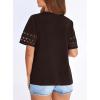 imagePRETTYGARDEN Summer Tops for Women 2026 Lace Short Sleeve TShirts Casual Blouses Spring Fashion Clothes Vacation OutfitsDark Brown