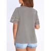 imagePRETTYGARDEN Summer Tops for Women 2026 Lace Short Sleeve TShirts Casual Blouses Spring Fashion Clothes Vacation OutfitsGrey