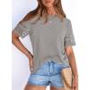 imagePRETTYGARDEN Summer Tops for Women 2026 Lace Short Sleeve TShirts Casual Blouses Spring Fashion Clothes Vacation OutfitsGrey