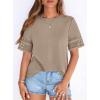 imagePRETTYGARDEN Summer Tops for Women 2026 Lace Short Sleeve TShirts Casual Blouses Spring Fashion Clothes Vacation OutfitsKhaki