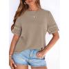 imagePRETTYGARDEN Summer Tops for Women 2026 Lace Short Sleeve TShirts Casual Blouses Spring Fashion Clothes Vacation OutfitsKhaki