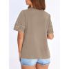 imagePRETTYGARDEN Summer Tops for Women 2026 Lace Short Sleeve TShirts Casual Blouses Spring Fashion Clothes Vacation OutfitsKhaki