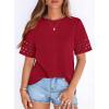 imagePRETTYGARDEN Summer Tops for Women 2026 Lace Short Sleeve TShirts Casual Blouses Spring Fashion Clothes Vacation OutfitsRed