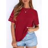 imagePRETTYGARDEN Summer Tops for Women 2026 Lace Short Sleeve TShirts Casual Blouses Spring Fashion Clothes Vacation OutfitsRed