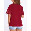 imagePRETTYGARDEN Summer Tops for Women 2026 Lace Short Sleeve TShirts Casual Blouses Spring Fashion Clothes Vacation OutfitsRed