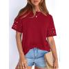 imagePRETTYGARDEN Summer Tops for Women 2026 Lace Short Sleeve TShirts Casual Blouses Spring Fashion Clothes Vacation OutfitsRed