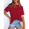 imagePRETTYGARDEN Summer Tops for Women 2026 Lace Short Sleeve TShirts Casual Blouses Spring Fashion Clothes Vacation OutfitsRed