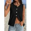 imagePRETTYGARDEN Sweater Vest Women 2026 Summer Sleeveless Cardigans Trendy Knit Vest Top Button Down Spring Sweater TopsBlack