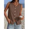imagePRETTYGARDEN Sweater Vest Women 2026 Summer Sleeveless Cardigans Trendy Knit Vest Top Button Down Spring Sweater TopsBrown