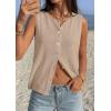 imagePRETTYGARDEN Sweater Vest Women 2026 Summer Sleeveless Cardigans Trendy Knit Vest Top Button Down Spring Sweater TopsKhaki