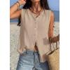 imagePRETTYGARDEN Sweater Vest Women 2026 Summer Sleeveless Cardigans Trendy Knit Vest Top Button Down Spring Sweater TopsKhaki