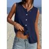 imagePRETTYGARDEN Sweater Vest Women 2026 Summer Sleeveless Cardigans Trendy Knit Vest Top Button Down Spring Sweater TopsNavy Blue