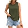 imagePRETTYGARDEN Tank Tops for Women 2026 Summer Sleeveless Wide Strap Tops Spring Fashion Casual Flowy Loose Fit Workout ShirtsArmy Green