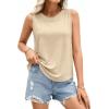 imagePRETTYGARDEN Tank Tops for Women 2026 Summer Sleeveless Wide Strap Tops Spring Fashion Casual Flowy Loose Fit Workout ShirtsBeige