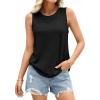 imagePRETTYGARDEN Tank Tops for Women 2026 Summer Sleeveless Wide Strap Tops Spring Fashion Casual Flowy Loose Fit Workout ShirtsBlack