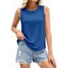 imagePRETTYGARDEN Tank Tops for Women 2026 Summer Sleeveless Wide Strap Tops Spring Fashion Casual Flowy Loose Fit Workout ShirtsBlue