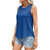 imagePRETTYGARDEN Tank Tops for Women 2026 Summer Sleeveless Wide Strap Tops Spring Fashion Casual Flowy Loose Fit Workout ShirtsBlue
