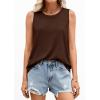 imagePRETTYGARDEN Tank Tops for Women 2026 Summer Sleeveless Wide Strap Tops Spring Fashion Casual Flowy Loose Fit Workout ShirtsBrown