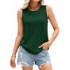imagePRETTYGARDEN Tank Tops for Women 2026 Summer Sleeveless Wide Strap Tops Spring Fashion Casual Flowy Loose Fit Workout ShirtsDark Green