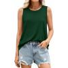 imagePRETTYGARDEN Tank Tops for Women 2026 Summer Sleeveless Wide Strap Tops Spring Fashion Casual Flowy Loose Fit Workout ShirtsDark Green
