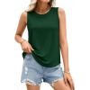 imagePRETTYGARDEN Tank Tops for Women 2026 Summer Sleeveless Wide Strap Tops Spring Fashion Casual Flowy Loose Fit Workout ShirtsDark Green