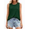 imagePRETTYGARDEN Tank Tops for Women 2026 Summer Sleeveless Wide Strap Tops Spring Fashion Casual Flowy Loose Fit Workout ShirtsDark Green