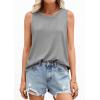 imagePRETTYGARDEN Tank Tops for Women 2026 Summer Sleeveless Wide Strap Tops Spring Fashion Casual Flowy Loose Fit Workout ShirtsGrey