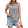 imagePRETTYGARDEN Tank Tops for Women 2026 Summer Sleeveless Wide Strap Tops Spring Fashion Casual Flowy Loose Fit Workout ShirtsGrey