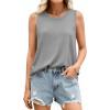imagePRETTYGARDEN Tank Tops for Women 2026 Summer Sleeveless Wide Strap Tops Spring Fashion Casual Flowy Loose Fit Workout ShirtsGrey