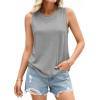 imagePRETTYGARDEN Tank Tops for Women 2026 Summer Sleeveless Wide Strap Tops Spring Fashion Casual Flowy Loose Fit Workout ShirtsGrey