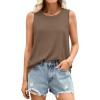 imagePRETTYGARDEN Tank Tops for Women 2026 Summer Sleeveless Wide Strap Tops Spring Fashion Casual Flowy Loose Fit Workout ShirtsKhaki