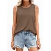 imagePRETTYGARDEN Tank Tops for Women 2026 Summer Sleeveless Wide Strap Tops Spring Fashion Casual Flowy Loose Fit Workout ShirtsKhaki