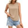 imagePRETTYGARDEN Tank Tops for Women 2026 Summer Sleeveless Wide Strap Tops Spring Fashion Casual Flowy Loose Fit Workout ShirtsLight Khaki