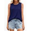 imagePRETTYGARDEN Tank Tops for Women 2026 Summer Sleeveless Wide Strap Tops Spring Fashion Casual Flowy Loose Fit Workout ShirtsNavy Blue