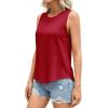 imagePRETTYGARDEN Tank Tops for Women 2026 Summer Sleeveless Wide Strap Tops Spring Fashion Casual Flowy Loose Fit Workout ShirtsRed