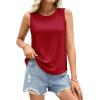 imagePRETTYGARDEN Tank Tops for Women 2026 Summer Sleeveless Wide Strap Tops Spring Fashion Casual Flowy Loose Fit Workout ShirtsRed
