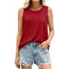 imagePRETTYGARDEN Tank Tops for Women 2026 Summer Sleeveless Wide Strap Tops Spring Fashion Casual Flowy Loose Fit Workout ShirtsRed