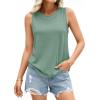 imagePRETTYGARDEN Tank Tops for Women 2026 Summer Sleeveless Wide Strap Tops Spring Fashion Casual Flowy Loose Fit Workout ShirtsSage Green