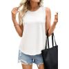 imagePRETTYGARDEN Tank Tops for Women 2026 Summer Sleeveless Wide Strap Tops Spring Fashion Casual Flowy Loose Fit Workout ShirtsWhite