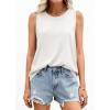 imagePRETTYGARDEN Tank Tops for Women 2026 Summer Sleeveless Wide Strap Tops Spring Fashion Casual Flowy Loose Fit Workout ShirtsWhite