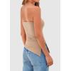 imagePRETTYGARDEN Tube Tops for Women Trendy Summer 2026 Spring Fashion Going Out Y2K Clothes Asymmetrical Ruched Strapless ShirtsApricot