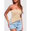 imagePRETTYGARDEN Tube Tops for Women Trendy Summer 2026 Spring Fashion Going Out Y2K Clothes Asymmetrical Ruched Strapless ShirtsApricot