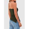imagePRETTYGARDEN Tube Tops for Women Trendy Summer 2026 Spring Fashion Going Out Y2K Clothes Asymmetrical Ruched Strapless ShirtsArmy Green