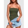 imagePRETTYGARDEN Tube Tops for Women Trendy Summer 2026 Spring Fashion Going Out Y2K Clothes Asymmetrical Ruched Strapless ShirtsArmy Green