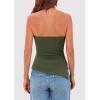 imagePRETTYGARDEN Tube Tops for Women Trendy Summer 2026 Spring Fashion Going Out Y2K Clothes Asymmetrical Ruched Strapless ShirtsArmy Green