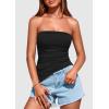 imagePRETTYGARDEN Tube Tops for Women Trendy Summer 2026 Spring Fashion Going Out Y2K Clothes Asymmetrical Ruched Strapless ShirtsBlack