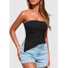imagePRETTYGARDEN Tube Tops for Women Trendy Summer 2026 Spring Fashion Going Out Y2K Clothes Asymmetrical Ruched Strapless ShirtsBlack