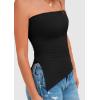 imagePRETTYGARDEN Tube Tops for Women Trendy Summer 2026 Spring Fashion Going Out Y2K Clothes Asymmetrical Ruched Strapless ShirtsBlack